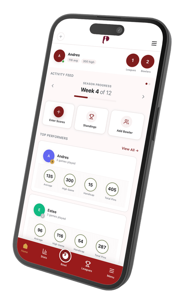 PinPal league management screen